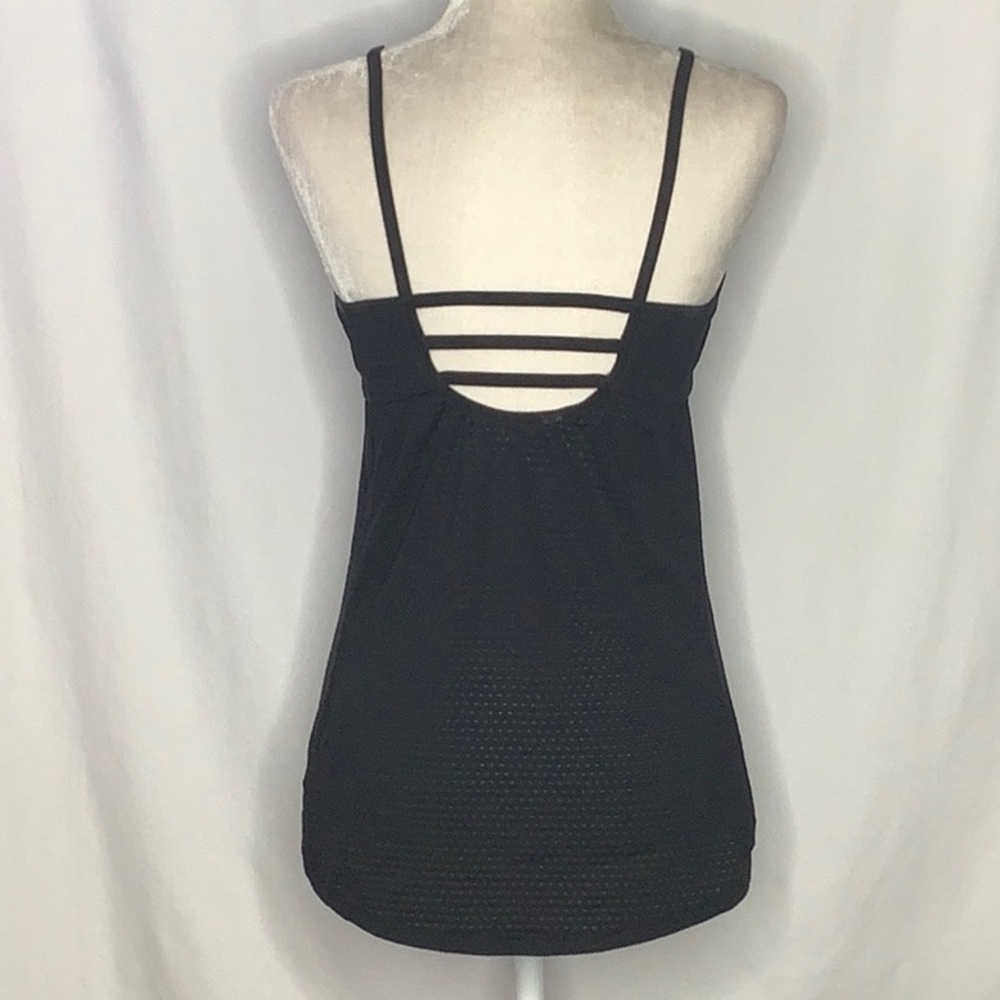 Athleta Flow Tank Strappy Black Tank Top Size M Yoga Pilates